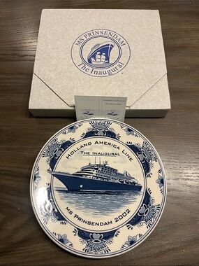 Delft Blue - Holland America Line, The Inaugural, MS Prinsendam 2002 Plate.